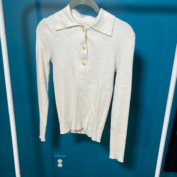 Banana Republic White Collared Sweater - Picture 1 of 4